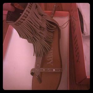 Fringe studded Moccasin Sandals